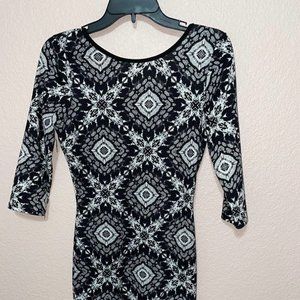 geometric black and white dress, size: s/m